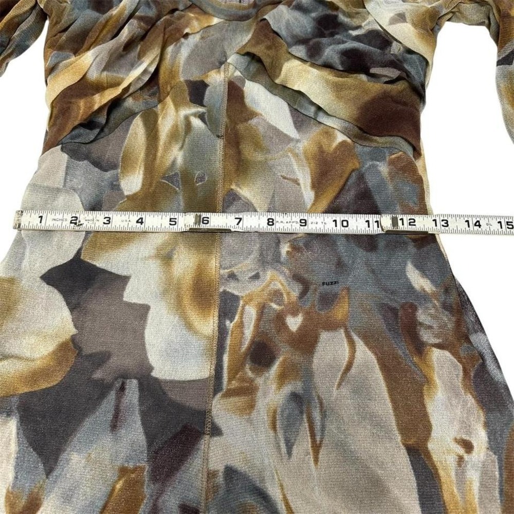 Y2K era Fuzzi Italy Sheer Mesh Abstract Print Midi Dress Size M - Picture 6 of 7